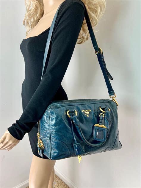 prada vitello shine denim|PRADA Vitello Shine Tote Denim 72937 .